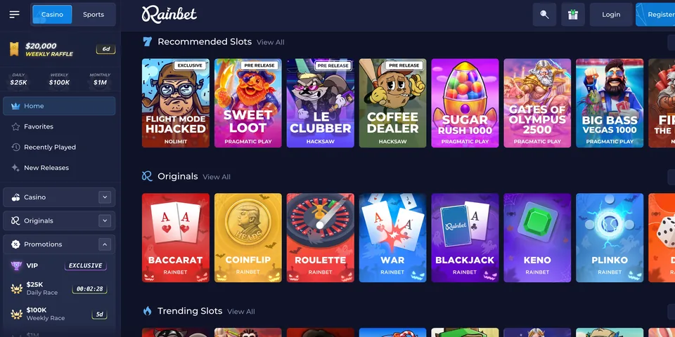 Rainbet homepage